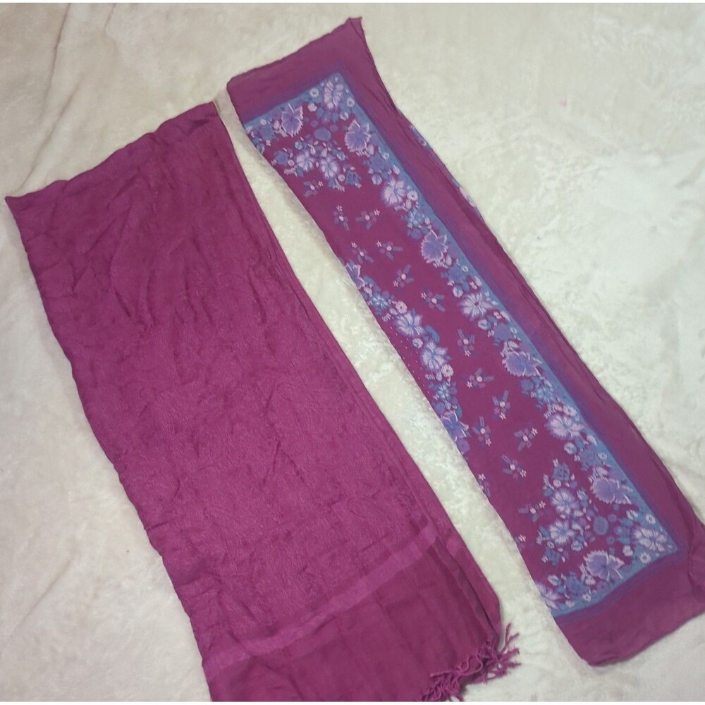 Elegant Purple and Floral Scarves Set